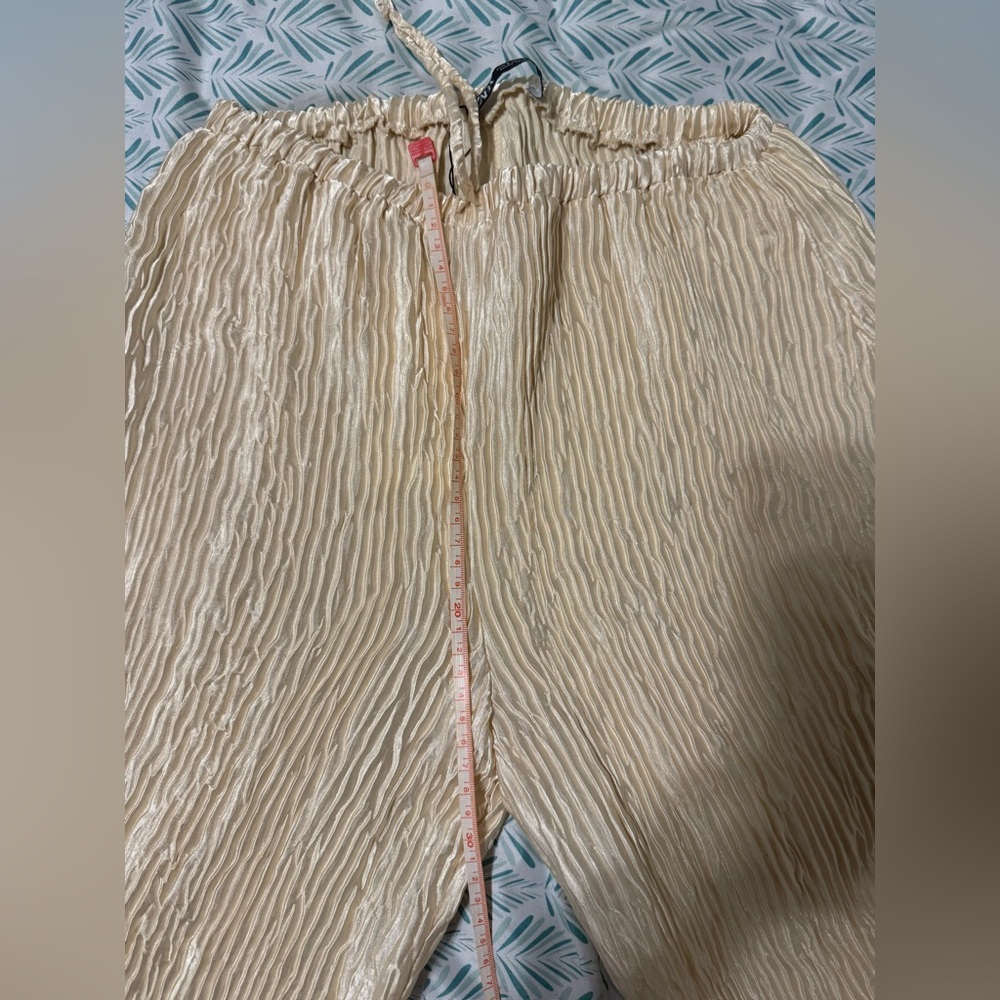 NWT BLOG FAVE ZARA Silk-satin Pleated Pants + top set in Gold/light yellow sizes - Picture 14 of 16